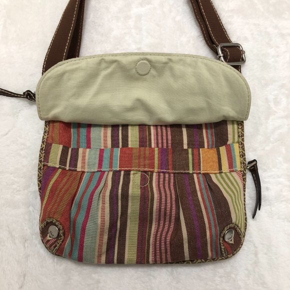 Fossil Multicolor Canvas Purse Handbag Boho Striped Shoulder CrossBody Bag - Picture 6 of 10